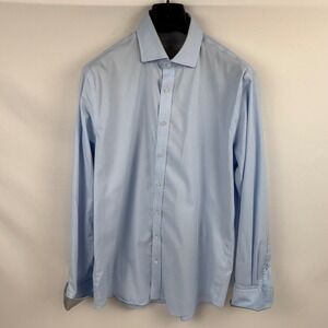 TWILLORY Performance Fabric Dress Shirt Light Blue Tailored Fit Mens 16.5 34-35